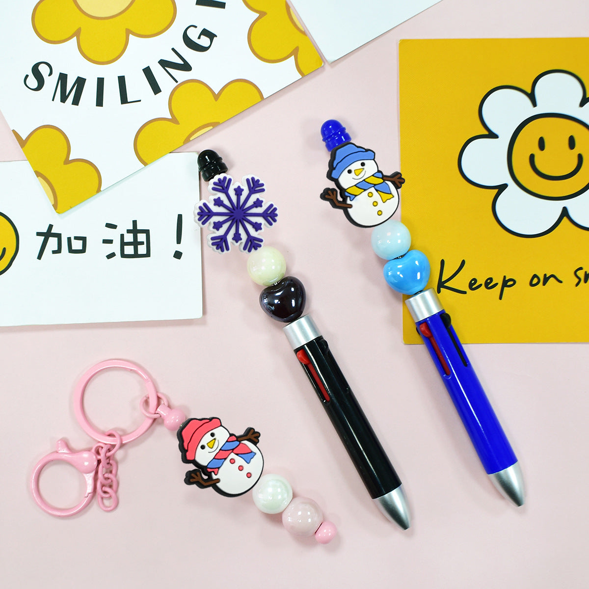 Wholesale   Random 100pcs  Snowman Snowflake Ballpoint Pen Beads